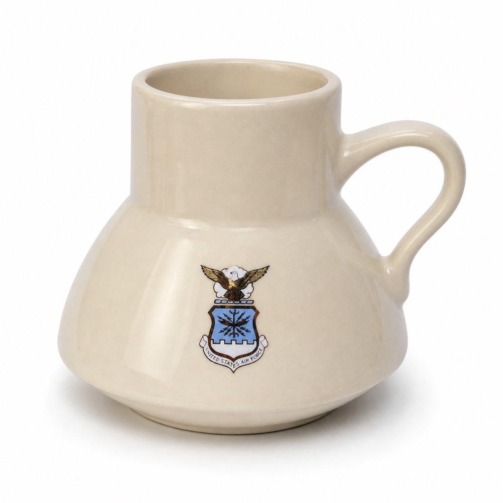 Vintage United States Air Force USA COFFEE  Mug Cream‎ Ceramic Scuttle Wide Base